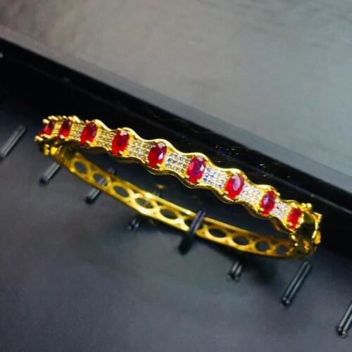 The Best Gift for Your Loved Girl Ruby Bangle 925 Sterling Silver Fine Jewelry Natural And Real Ruby Bangle