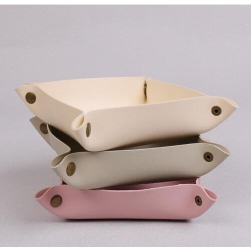 Foldable Faux Leather Waterproof Durable Jewelry Cosmetic Storage Tray Key Holder Party Decoration