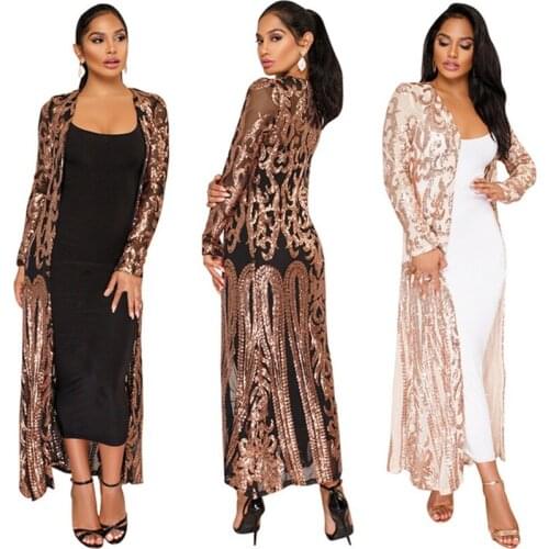 Lovepeapomelo Long Sleeve Embroidered Mesh Sequined Tops kimono womens tops and blouses 2018 new fashion Trench Coat Women