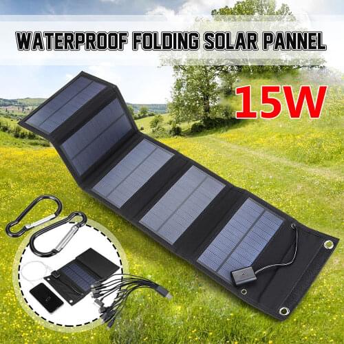 25W Foldable USB Solar Panel Monocrystal Solar Cell Folding Waterproof Solar Panel Charger Outdoor Mobile Power Battery Charger