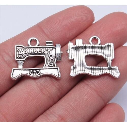 WYSIWYG 10pcs 20x17mm Charms Sewing Machine Antique Making Pendant Fit Vintage Tibetan Silver Color DIY Handmade Jewelry