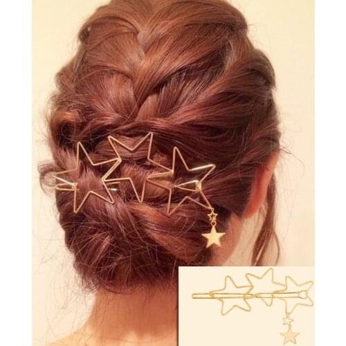 1Pc Fashion Hollow Geometric Hair Clip for Women Elegant Star Circle Metal Barrette Hairpin Head Accessorie