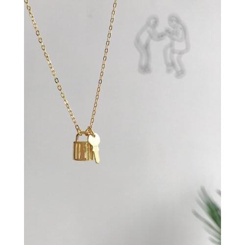 Morivovog 925 Sterling Silver Lock Key Necklace Simple Elegant Chic Stylish Pendant Necklace for Women Festival Jewelry Designer