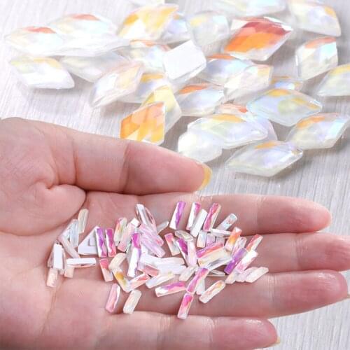 Swarovsky 100Pcs Mocha Fluorescent Color Flat Back Glass Nail Art Rhinestones Manicure Flat Shaped Magical Shaped Diamonds