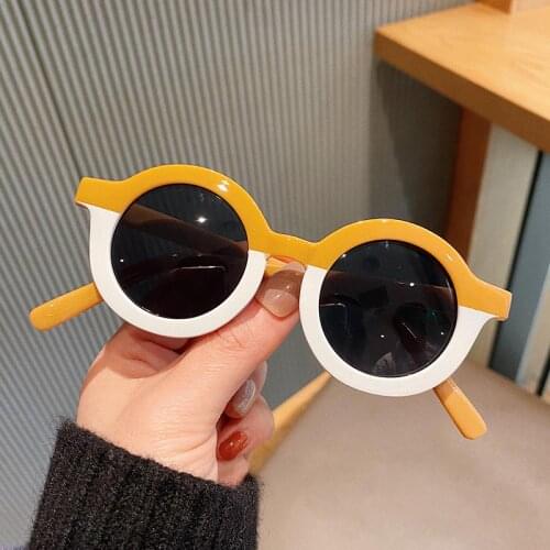 2021 Fashion Cool Kids Sunglasses Girls Boy Cute Round Sun Glasses Yellow White Frame Children Baby UV400 Eyewear Sun Shades