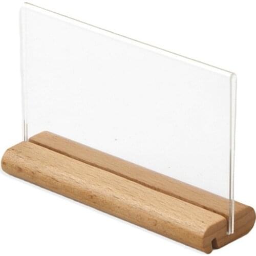 A6 Table Tent Wood Acrylic Menu Paper Sign Holder Stand Price Ticket Holder Poster Picture Photo Frame for Christmas Advertising