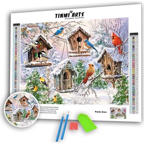 Diamond Painting Bird Home Decoration Cross Stitch Kit Handcraft Diamond Embroidery Full Round Drill Animal Winter Snow DIY
