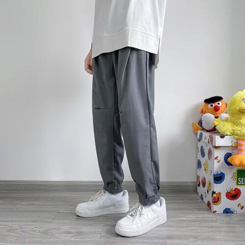 2021Autumn Trend Mens Harem Pants Harajuku Style Fashion Solid Color Casual Trousers Streetwear Tie Feet Slacks Plus Size S-5XL