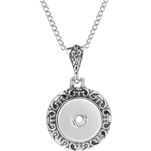 Vintage Round 18mm Metal Xinnver Snap Necklace & Pendant Sterling Jewelry with Bead Chain Statement Woman DIY Jewelry ZG037