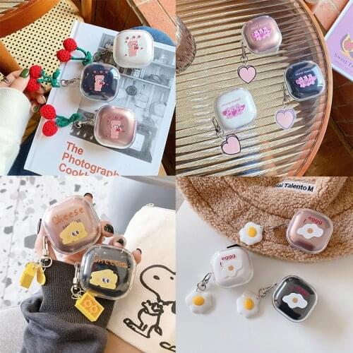 Cases For Samsung Galaxy Buds Live Cute Cherry Bear Flower Earphone Case Soft TPU Clear Headphone Cover For Buds Pro Accessories