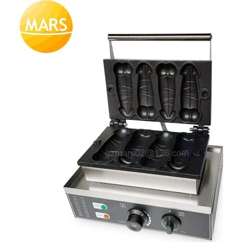 Commercial Use Non-stick Electric Penis Waffle Maker 4pcs Hot Dog Baker Penis Shape Waffle Bubble Iron Pan Lolly Sticks Machine