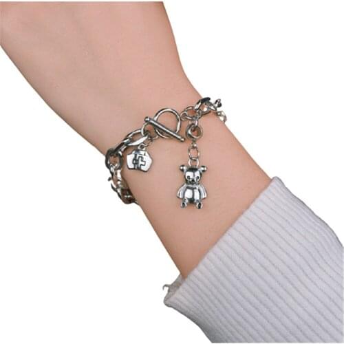 316L Stainless Steel Popular Hot Style Titanium Steel Jewelry Nurse Hat Pendant Bear Bracelet