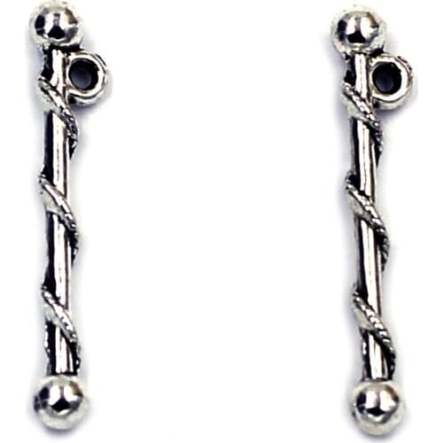 Pendants Majorette Baton Zinc Metal Alloy Silver Tone Jewelry DIY Accessories Charms 26x3.5mm(1"x1/8") 30Pcs