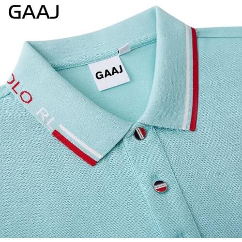 GAAJ Breathable 50% Cotton 200g Mens Polo Shirt Cotton Button Up Business Fashion T-shirt Social Spring Summer Polos Men I3K17