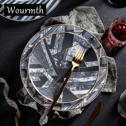 Dinner Food Plate 8/10/12 inch Household Steamed Fish Plates Western Tableware Steak Disc Creative Ceramic Breakfast Plate set