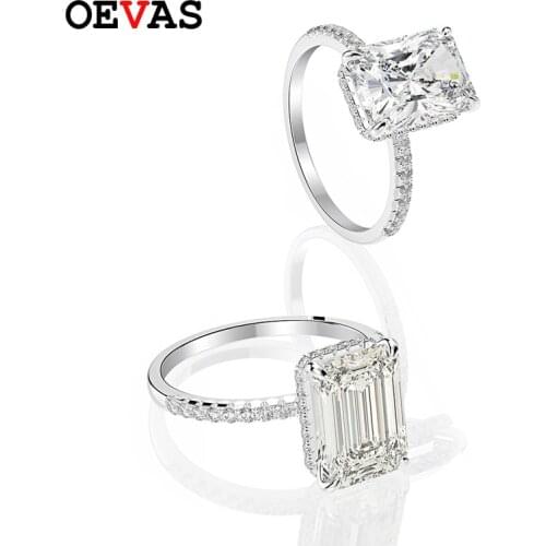 OEVAS Classic 100% 925 Sterling Silver 8 * 11 MM Created Moissanite Gemstone Wedding Engagement Ring Fine Jewelry Wholesale