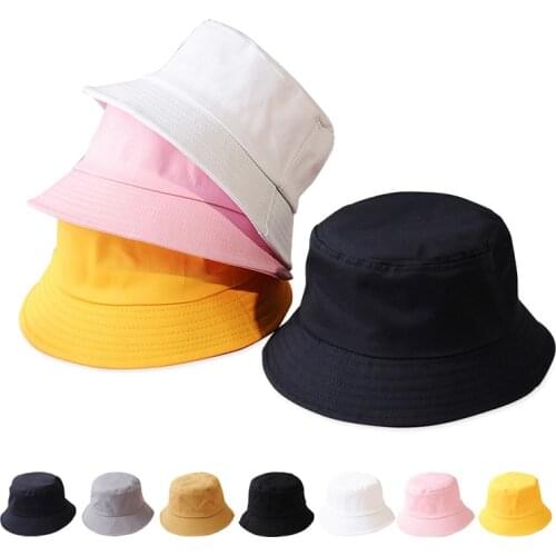 New Summer Unisex Cotton Bucket Hats Women Summer Sunscreen Panama Hat Men Pure Color Sunbonnet Outdoor Fisherman Hat Beach Cap