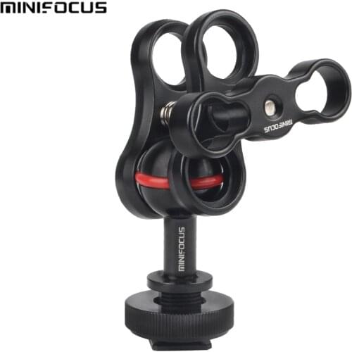 Cold Shoe Mount Adapter Connector 1" Ball to Hot Shoe with Butterfly clip Ball Clamp for Underwater camera Diving housing case
