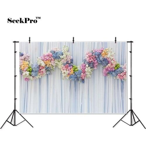 SeekPro multi-color flowers curtain wedding Banner Photo Backgrounds Printed Studio Professional Indoor Photographic Backdrops