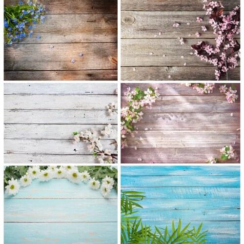 SHENGYONGBAO Art Fabric Photography Backdrops Props Spring Flower Wood Board Photo Studio Background 21318MB-59