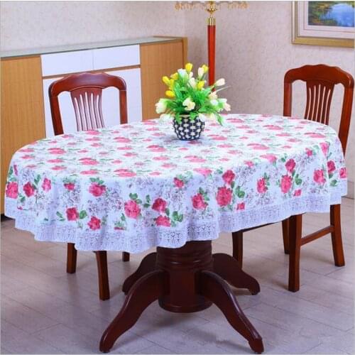 1Pcs 152x203cm New Thicken Oval Pastoral Style Wave lace PVC waterproof Anti-oil tablecloth home/hotel table cover decoration