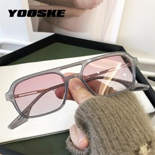 YOOSKE Brand Vintage Steampunk Sunglasses Women Men Retro Small Square Sun Glasses Ladies Double Beam Hollow Frame Design
