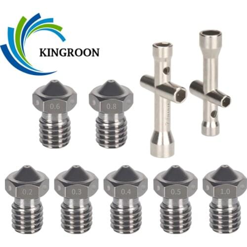 KINGROON E3D Hard Steel Nozzle Hotend M6 Thread E3D V6 Nozzles for 1.75mm PETG ABS Filament 3D Printer Titan Extruder Nozzle