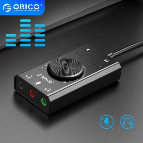ORICO External USB Sound Card Stereo Mic Speaker Headset Audio Jack 3.5mm Cable Adapter Mute Switch Volume Adjustment Free Drive