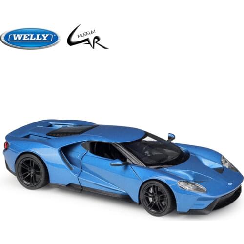 Welly 1:24 Ford GT 2017 Blue Red Metal Diecast Rally Scale Car Model Kit Display Collections Gift Toy