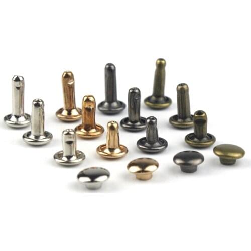 100sets 6mm 8mm Metal Double Cap Rivets Studs Round Rivet for Leather Craft Bag Belt Garments Hat Shoes Pet Collar Decor