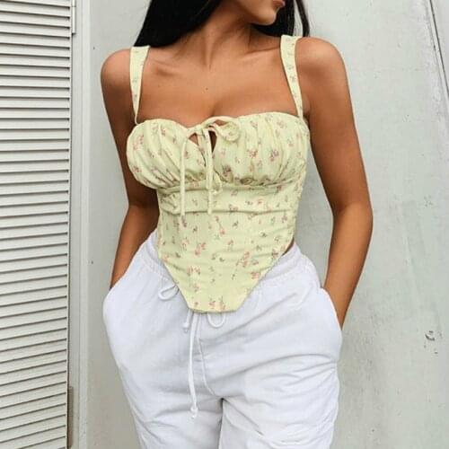 Musuos Women Backless Sexy Crop Top Ladies Floral Printing Tube Shirt Bandage Sling Straps Vest Tank Tops Street Beach Clothing