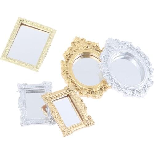 1/12 Dollhouse Frame Accessories Furniture Miniature Mirror Wall Room Mirror For Dollhouse Decoration New