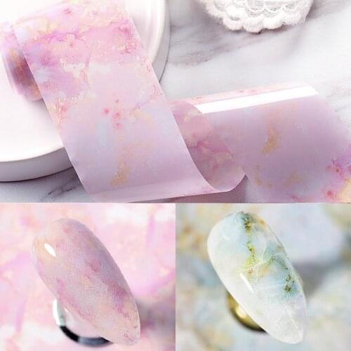 1 Box Marble Pattern Nail Transfer Foil Pink Blue Bright Nail Art Stickers Rose Gold Silve Mirror Effect Stickers on Nails