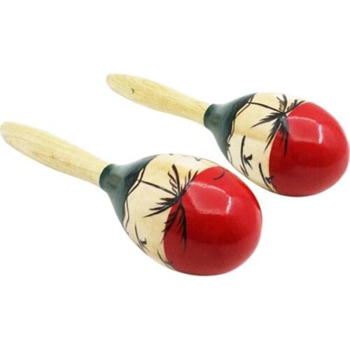 1 Pair Of Wooden Large Maracas Rumba Shakers Rattles Sand Hammer Percussion Instrument Musical Toy For Kid Children Party Games