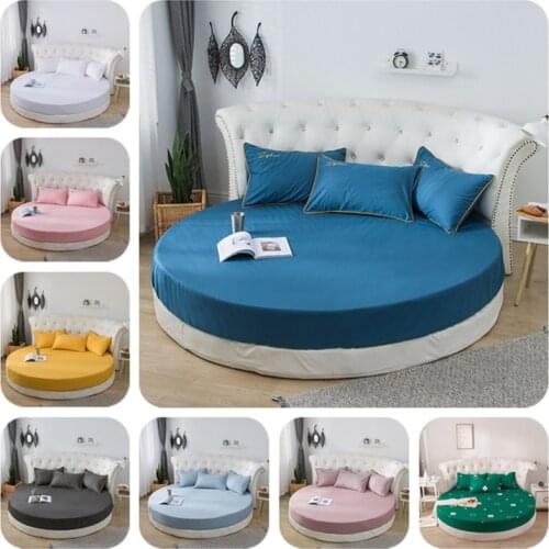 1 pc /set 100% Cotton Round Fitted Sheet Solid Color Round Bed cover Bedding Set Mattress Cover Topper 200cm 220cm