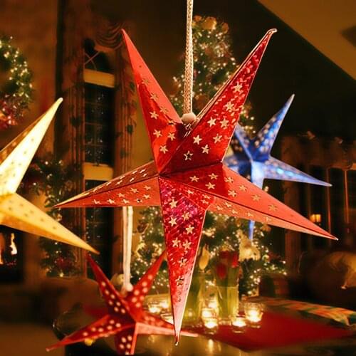 2PCs Hollow Star Paper Pendants 30cm Christmas Ornaments Home Decoracion For The New Year Navidad 2017 Xmas Decoration Party DIY