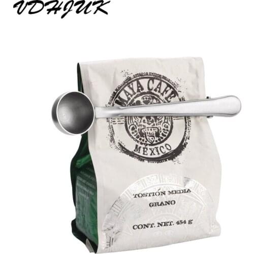 2 in 1 creative Stainless Steel Coffee Spoon, Milk Powder Spoon, Tea Spoon and Sealing Clip