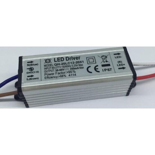 20w Led Driver Led Power Supply IP67 PWM Waterproof DC36-68V 12-20x1w 350ma Aluminum shell