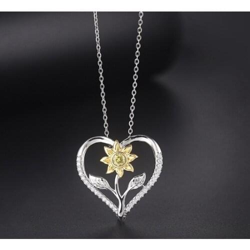 2021 Delicate Sunflower Hollow Heart-shaped Necklace Creative Footprint Love Pendant Jewelry For Women Girls Clothes Accessories