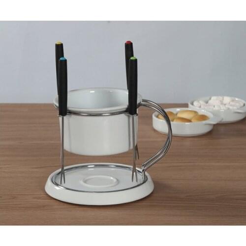 480ml ,15.5*13.8cm Chocolate Fondue Set, Hightea Serving Fondue Pot, Mini Cheese Fondue with 4pcsFork