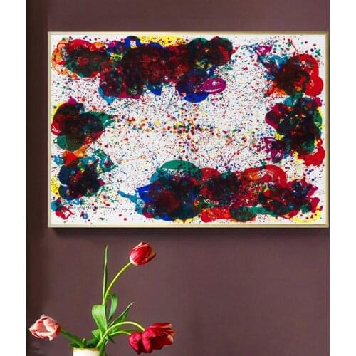 Abstract Blue Red Spray Graffiti Picture Poster Canvas Print Painting Wall Art Living Room Home Decoration