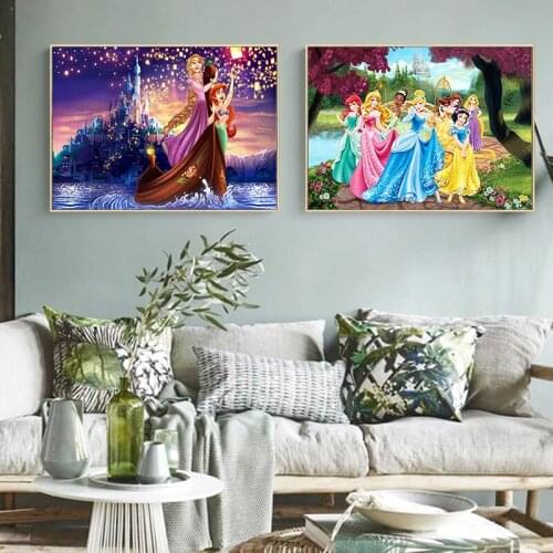 Diamond Painting Disney Art Princess Cartoon Characters Posters Print Wall Art Pictures for Living Girls Home Room Decoration