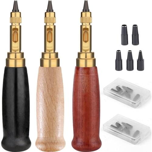Nonvor Automatic Belts Punch Leather Punch Watch Craft Tool Replaceable Mute Rotary Punching Punchers Punch Screw Drill Tip Die