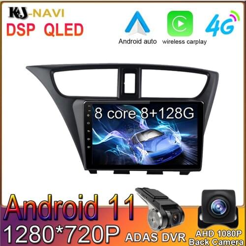 Android 11 9” 360 Panoramic Sunroof Radio GPS Video Player For Honda CIVIC Hatchback 2012-2017 Bluetooth Car Multimedia System