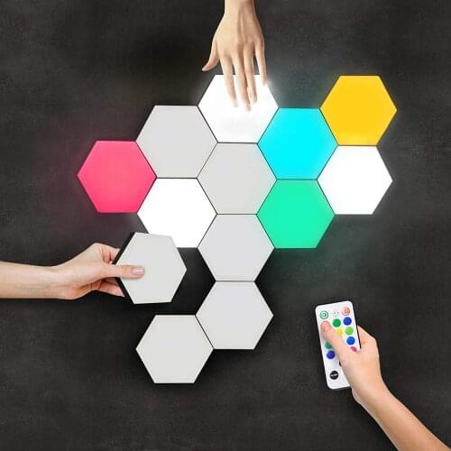 Wireless Quantum Light Touch Sensor Night Light Remote Control LED Hexagonal Light Wall Light Creative Home Decoration Color