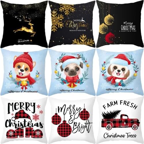 Christmas Cushion Cover Merry Christmas Decorations for Home Christmas Ornament 2021 Navidad Noel Xmas Gifts Happy New Year 2022