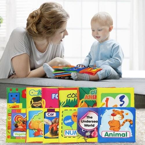 Coolplay Soft Cloth Books Rustle Sound Infant Baby Quiet Books Educational Stroller Rattle Toys for Newborn Baby 0-12 months