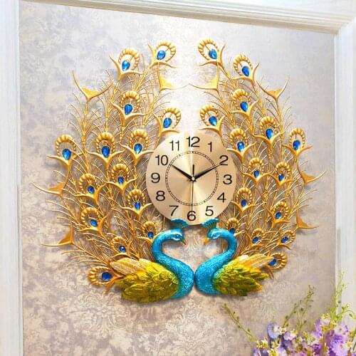 Double Peacock Wall Clock Home Digital Wall Watch Living Room Bedroom Silent Clock Wall Decorative Modern Design Wall Clocks