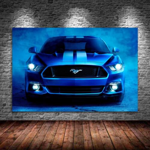 Ford Mustang Supercar Blue Artwork Pictures Canvas Paintings Wall Art Posters and Prints Modern Home Decoration