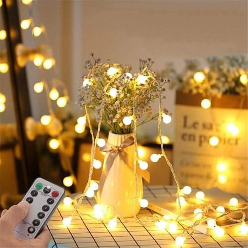 Battery Operated 5M/10M/20M Globe String Lights Waterproof Ball Fairy String Lights With 8 Mode Decor for Bedroom